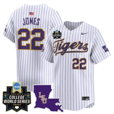 Men's LSU Tigers 2025 World Series Vapor Premier Limited Jersey - Pinstripe Jared Jones
