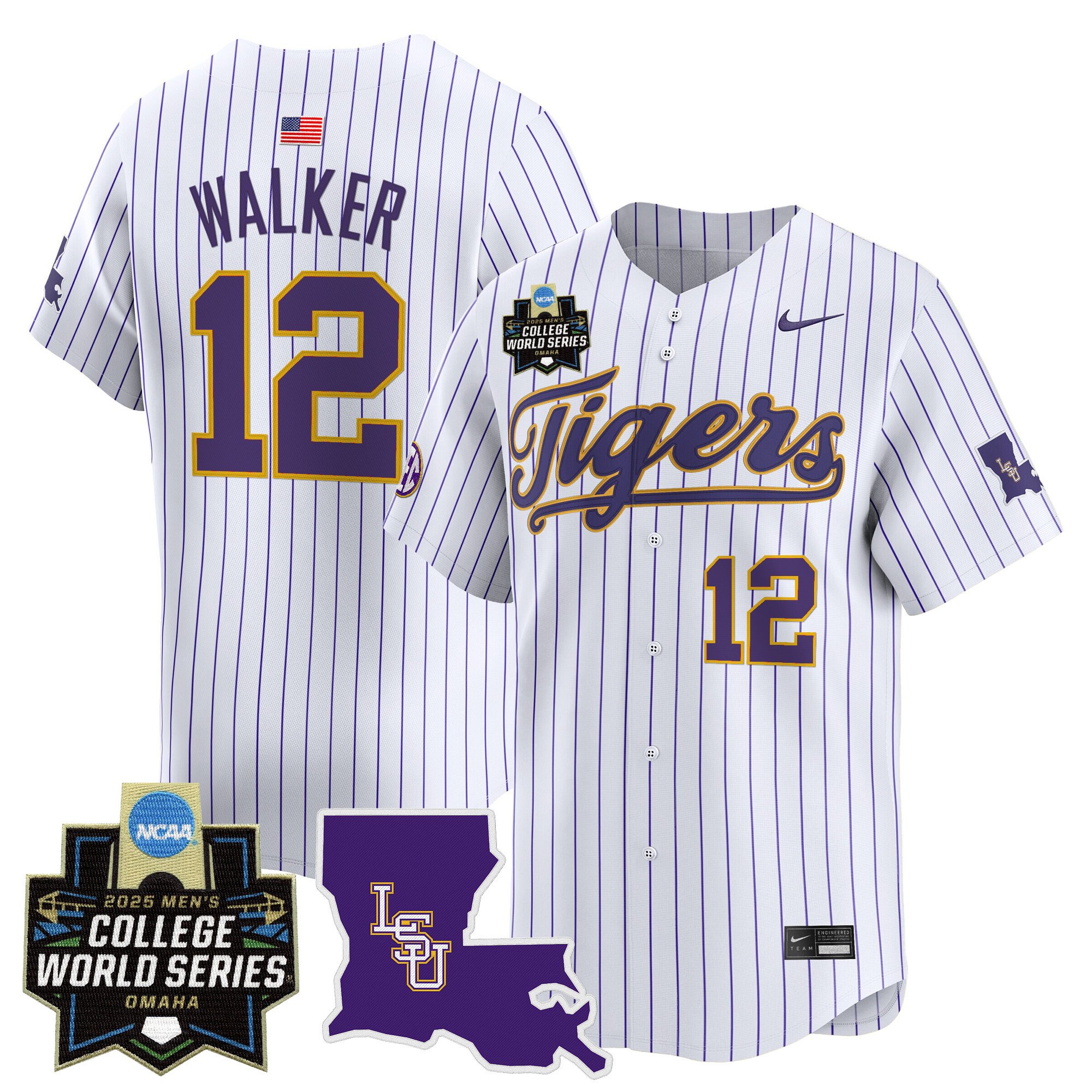 Men's LSU Tigers 2025 World Series Vapor Premier Limited Jersey - Pinstripe Todd Walker