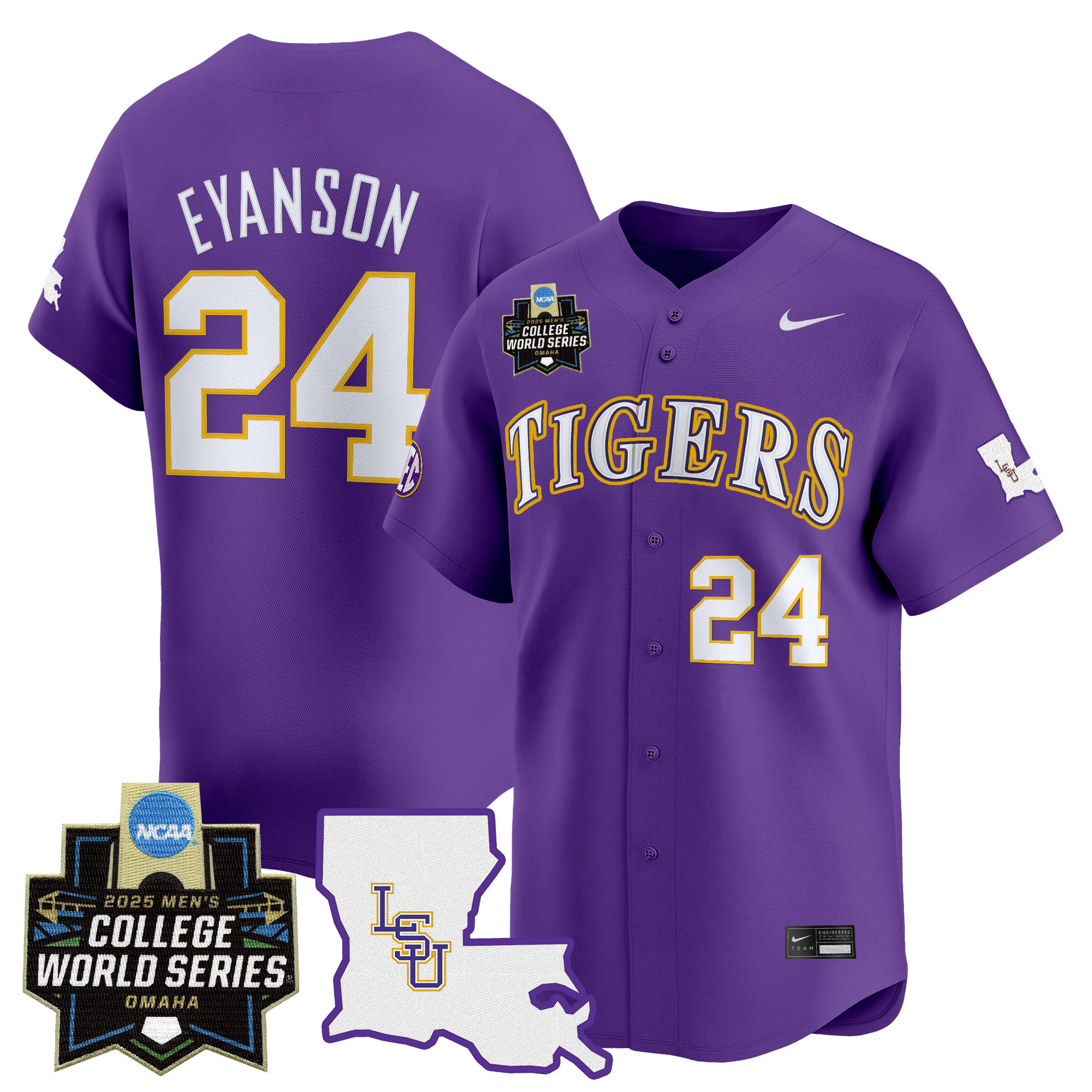 Men's LSU Tigers 2025 World Series Vapor Premier Limited Jersey - Purple Anthony Eyanson