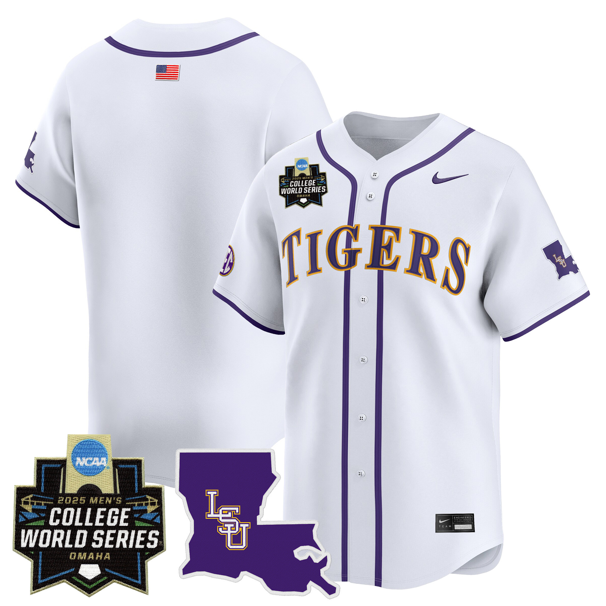 Men's LSU Tigers 2025 World Series Vapor Premier Limited Jersey - White Team