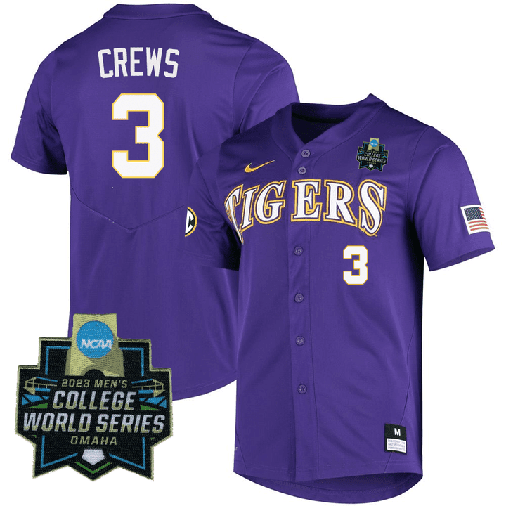 Men's LSU Tigers College Baseball World Series Jersey - Dylan Crews