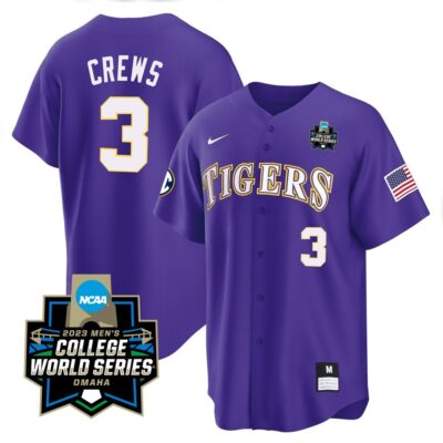 Men's LSU Tigers College Baseball World Series Jersey - Dylan Crews