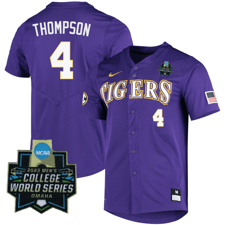 Men's LSU Tigers College Baseball World Series Jersey - Jordan Thompson
