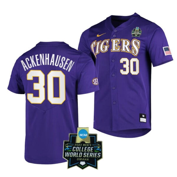Men's LSU Tigers College Baseball World Series Jersey - Nate Ackenhausen