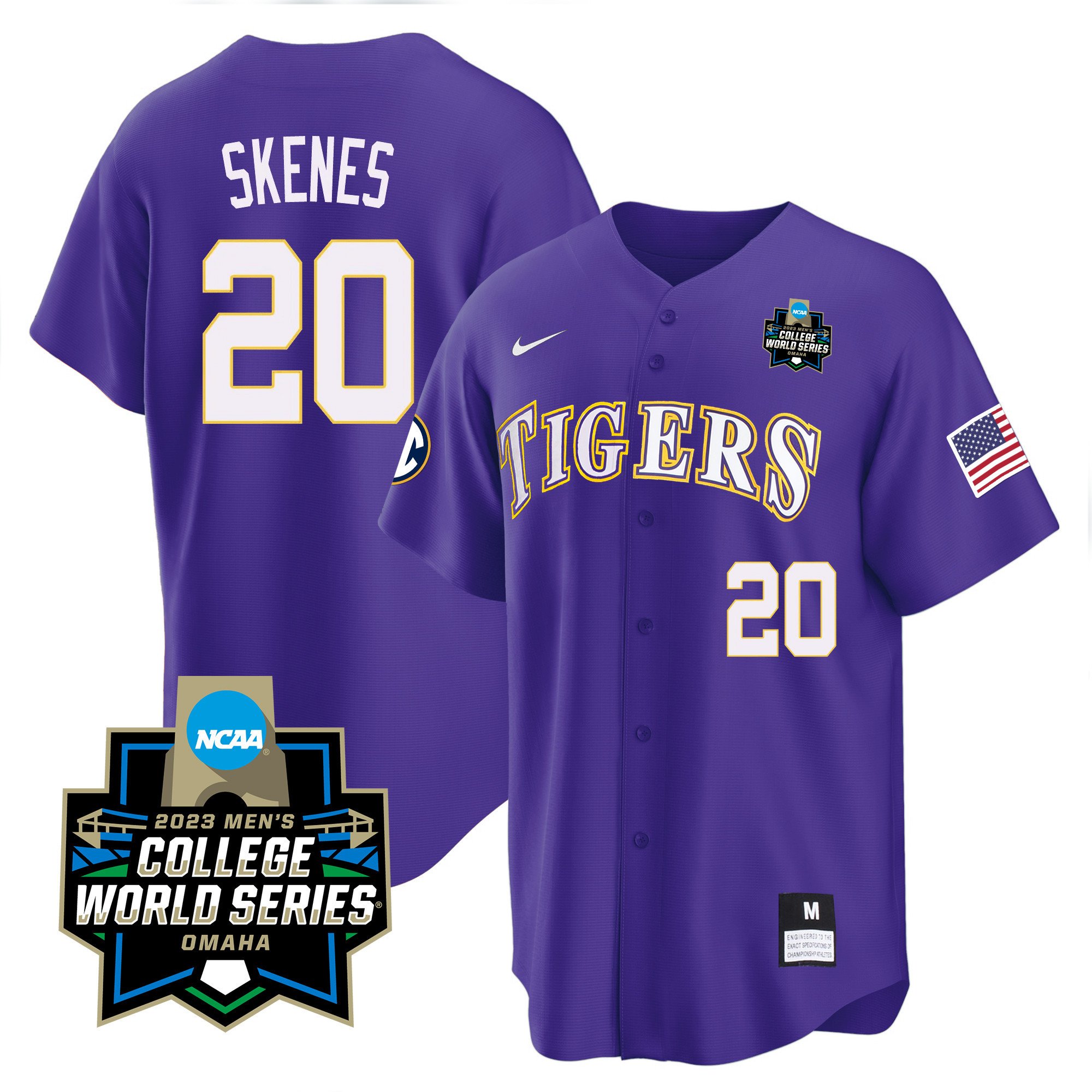 Men's LSU Tigers College Baseball World Series Jersey - Paul Skenes