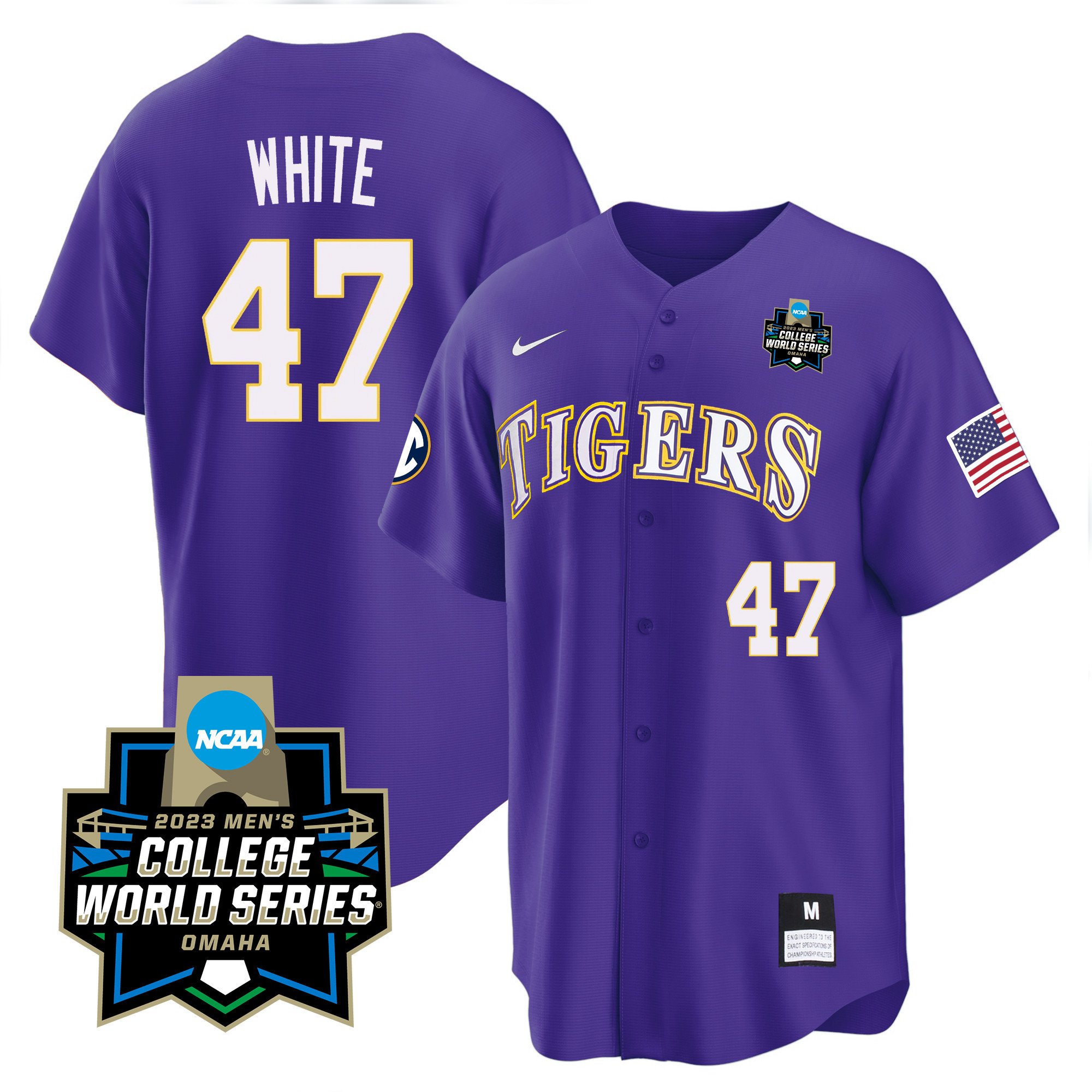 Men's LSU Tigers College Baseball World Series Jersey - Tommy White