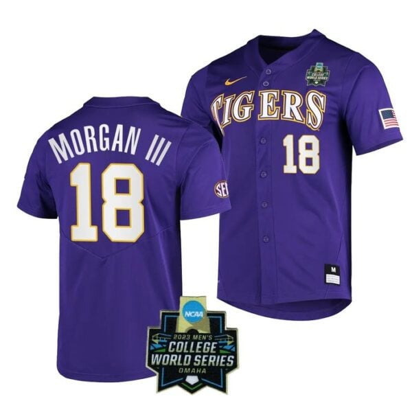 Men's LSU Tigers College Baseball World Series Jersey - Tre Morgan