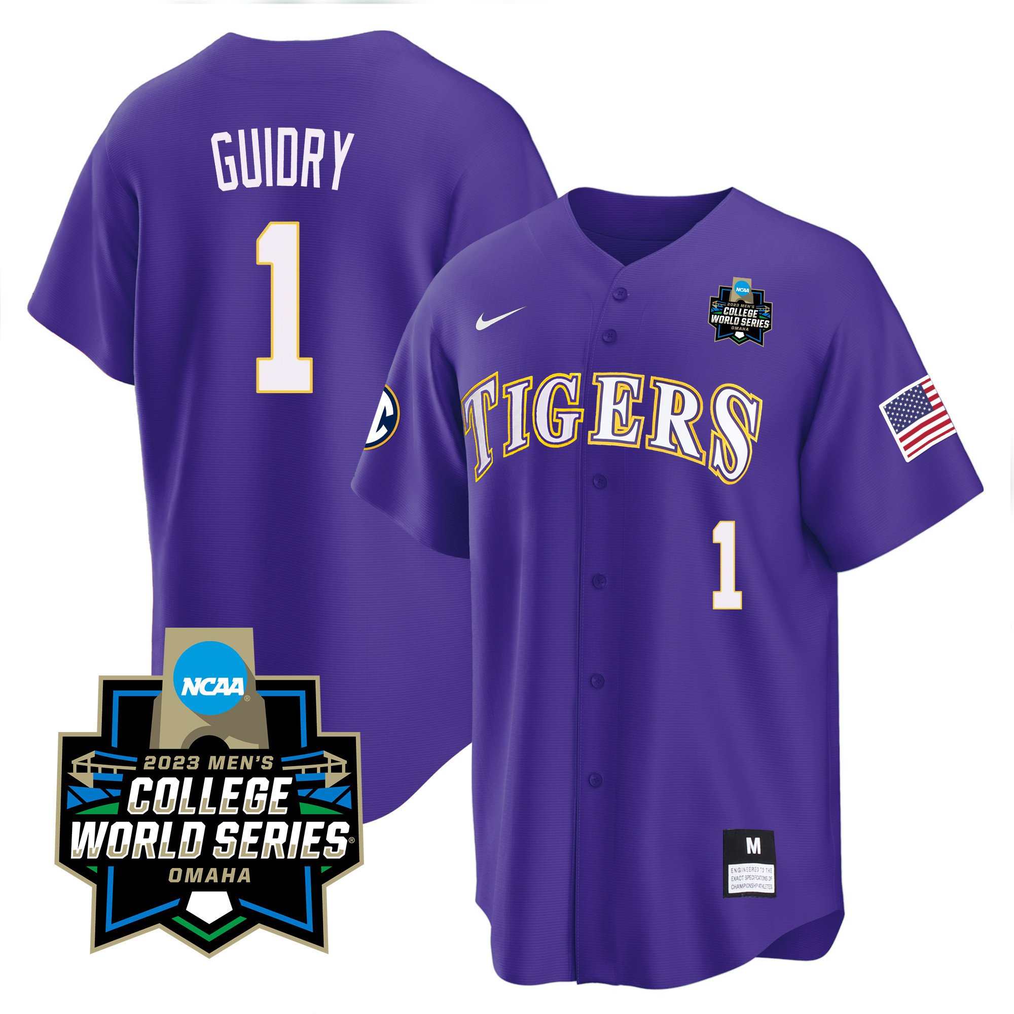 Men's LSU Tigers College Baseball World Series Jersey - Weylin Guidry