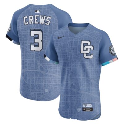 Men's Washington Nationals Dylan Crews Blue 2025 City Connect Elite Player Jersey