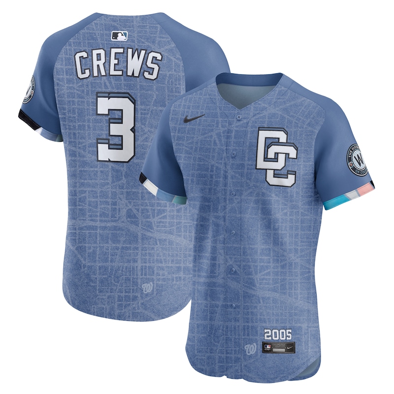 Men's Washington Nationals Dylan Crews Blue 2025 City Connect Elite Player Jersey