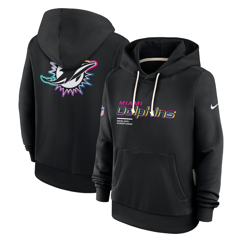 Miami Dolphins Women's 2025 NFL Crucial Catch Sideline Standard Issue Dri-FIT Hoodie - Black