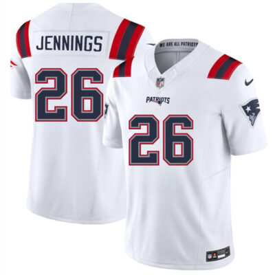 New England Patriots #26 Terrell Jennings White 2025 F.U.S.E. Vapor Limited Stitched Jersey