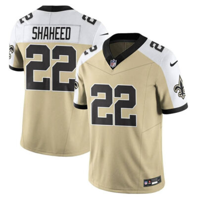 New Orleans Saints #22 Rashid Shaheed Gold/White Alternate 2025 F.U.S.E. Vapor Limited Football Stitched Jersey