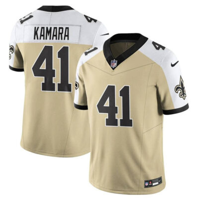 New Orleans Saints #41 Alvin Kamara Gold/White Alternate 2025 F.U.S.E. Vapor Limited Football Stitched Jersey