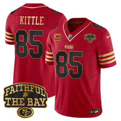 San Francisco 49ers #85 George kittle Red 2025 Draft F.U.S.E. 4-Star C With Faithful To The Bay Patch Limited V8 Football Stitched Jersey