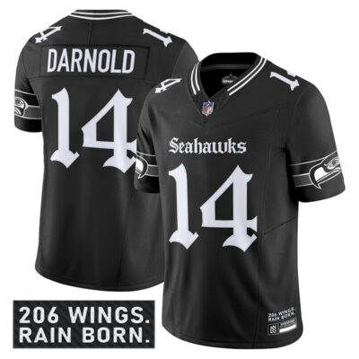 Seattle Seahawks #14 Sam Darnold Black 2025 F.U.S.E. 'Gothic Rain City Shadows Edition' Vapor Limited Football Stitched Jersey