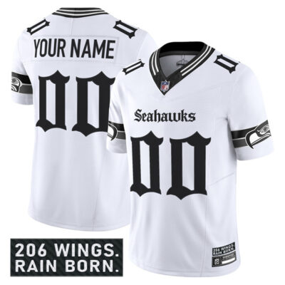 Seattle Seahawks Active Player Custom White 2025 F.U.S.E. 'Gothic Rain City Shadows Edition' Vapor Limited Stitched Jersey