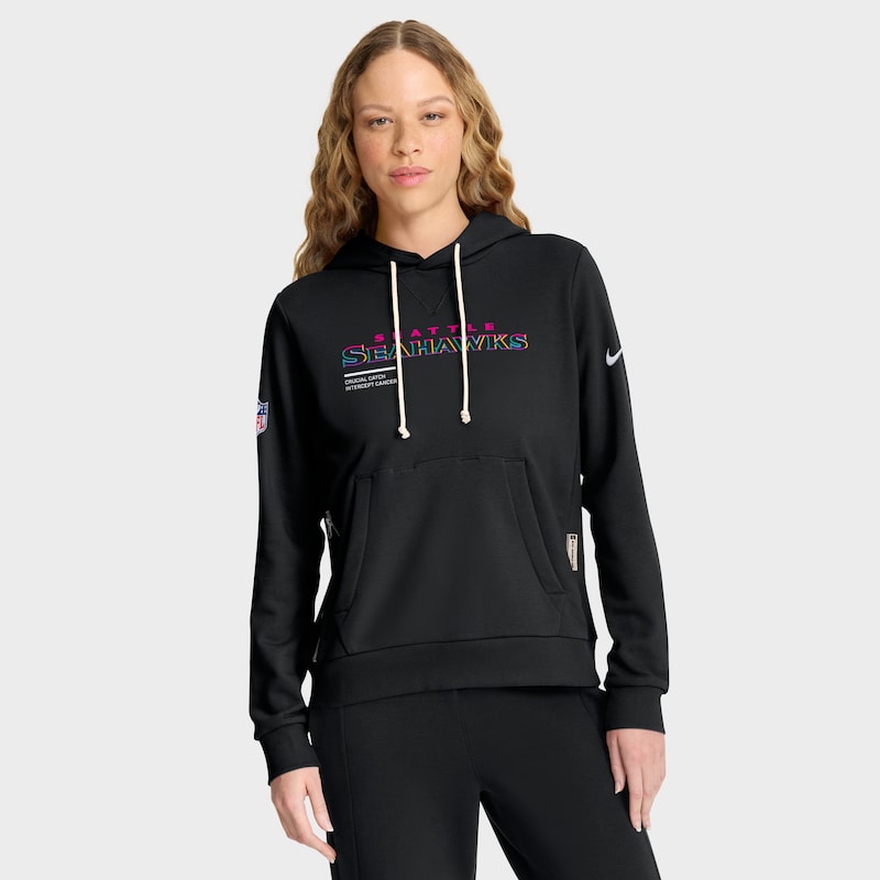 Seattle Seahawks Women's 2025 NFL Crucial Catch Sideline Standard Issue Dri-FIT Hoodie - Black