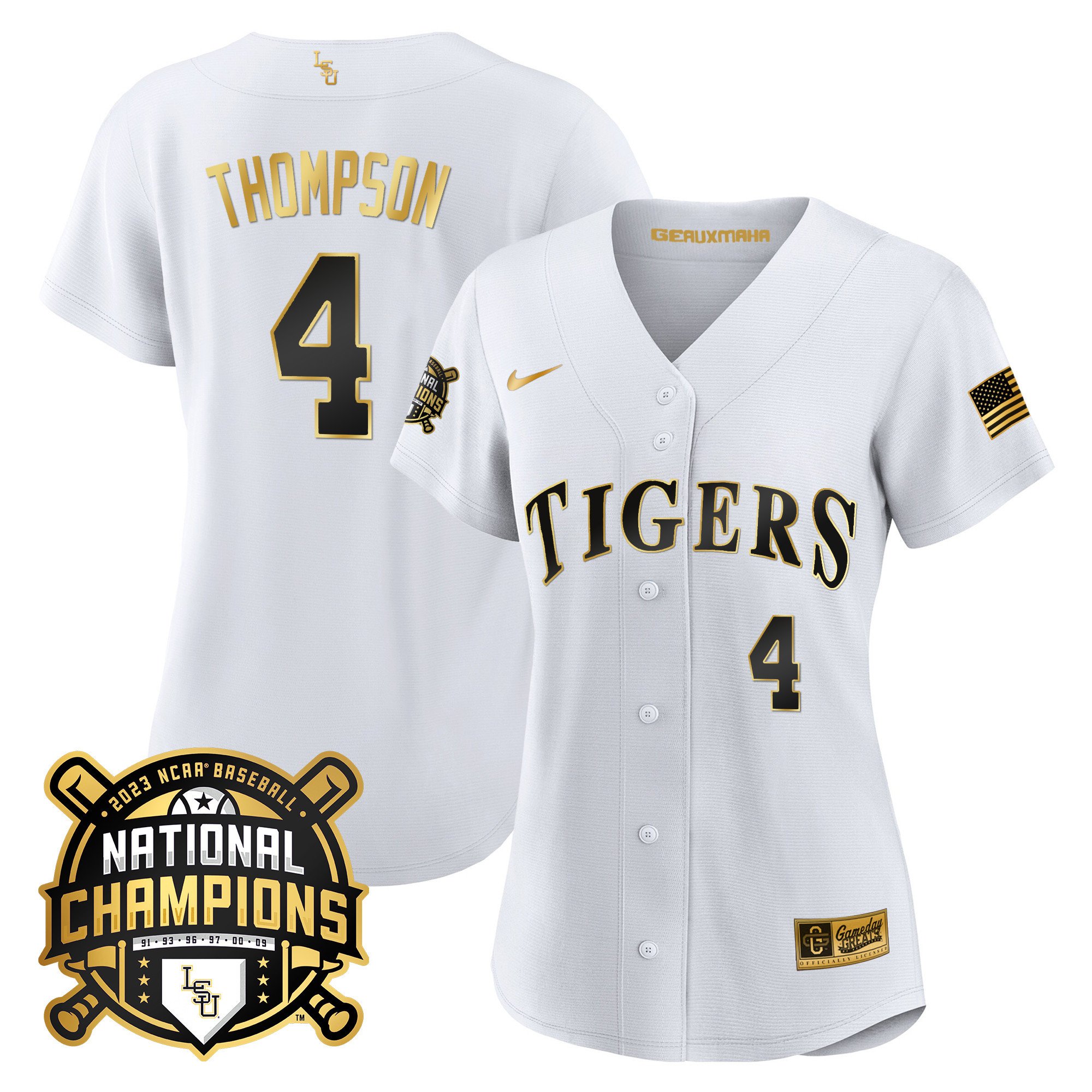 Women's LSU Tigers 2023 National Champions Gold Cool Jersey - Jordan Thompson