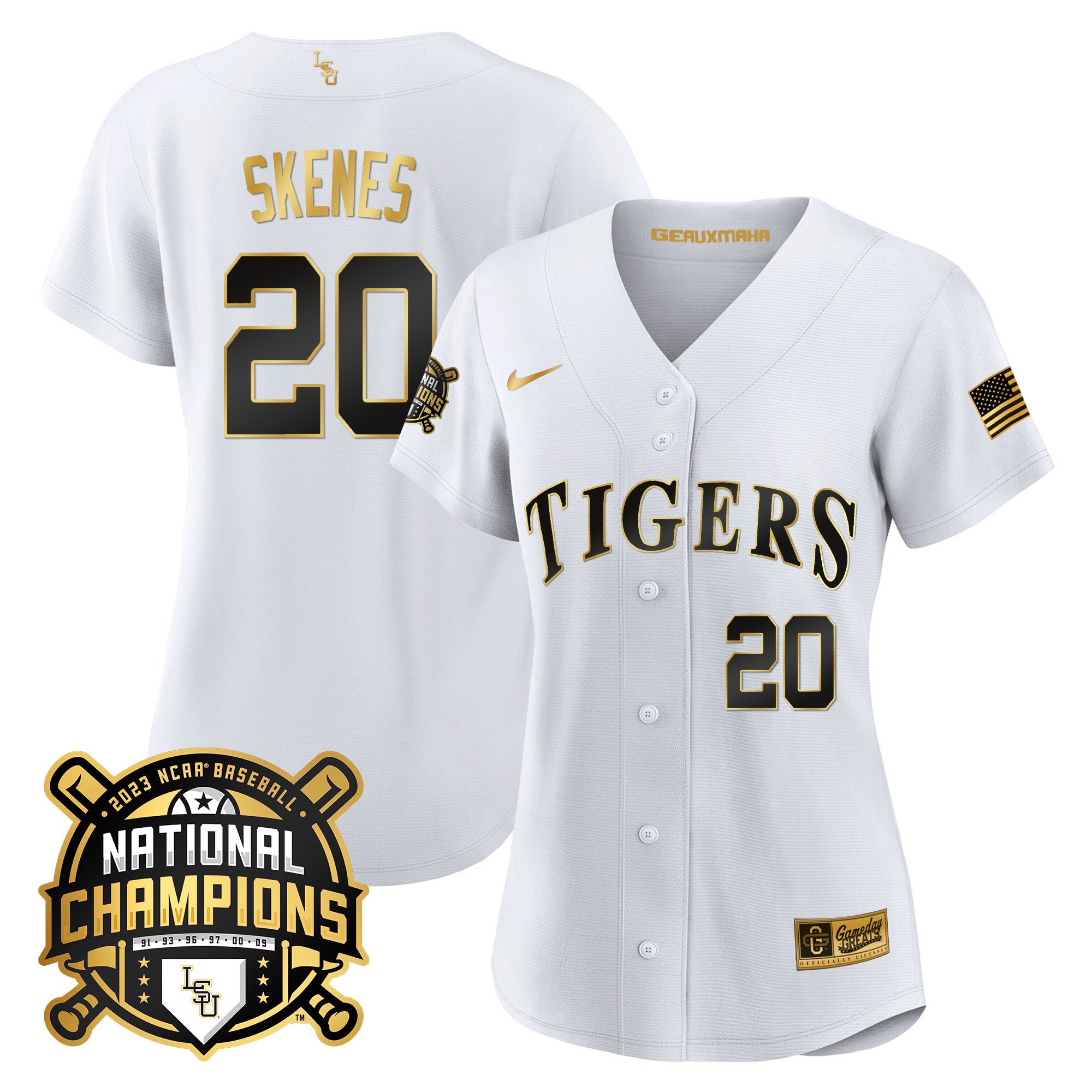 Women's LSU Tigers 2023 National Champions Gold Cool Jersey - Paul Skenes