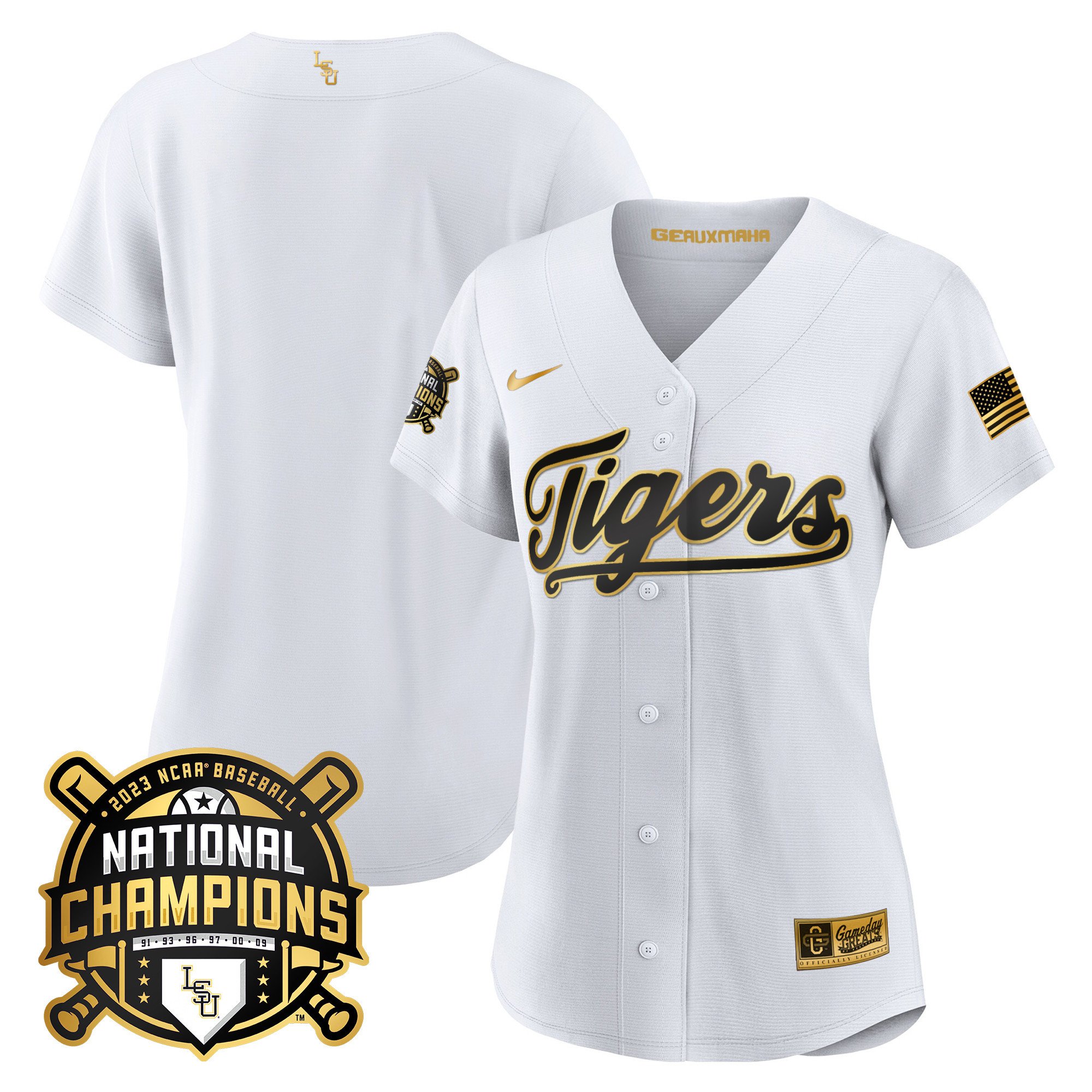Women's LSU Tigers 2023 National Champions Gold Jersey - Team