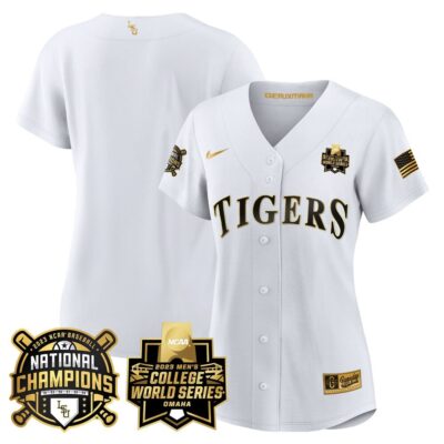 Women's LSU Tigers 2023 National Champions Gold Jersey V3 - Team