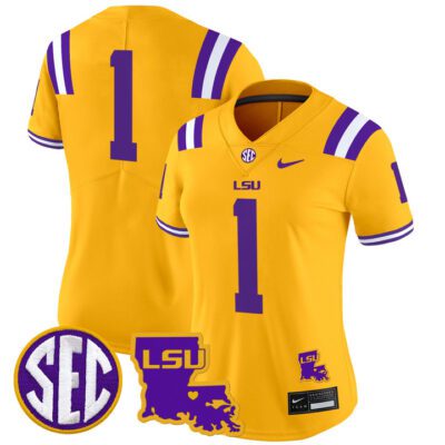 Women's LSU Tigers 2024 Louisiana Patch Vapor Limited Jersey - Gold #1 Team