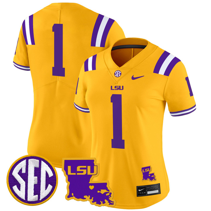 Women's LSU Tigers 2024 Louisiana Patch Vapor Limited Jersey - Gold #1 Team