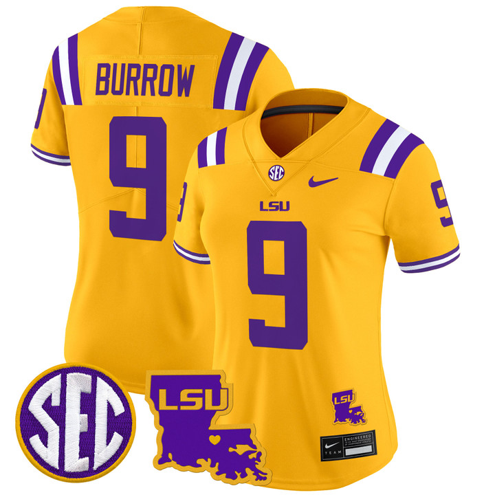 Women's LSU Tigers 2024 Louisiana Patch Vapor Limited Jersey - Gold Joe Burrow