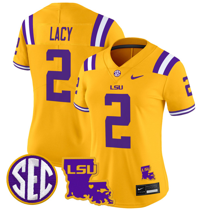 Women's LSU Tigers 2024 Louisiana Patch Vapor Limited Jersey - Gold Kyren Lacy