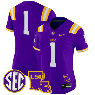 Women's LSU Tigers 2024 Louisiana Patch Vapor Limited Jersey - Purple #1 Team