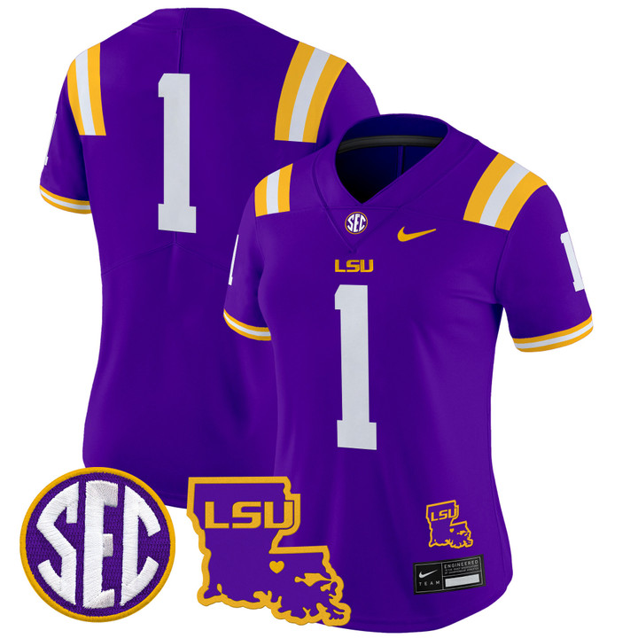 Women's LSU Tigers 2024 Louisiana Patch Vapor Limited Jersey - Purple #1 Team