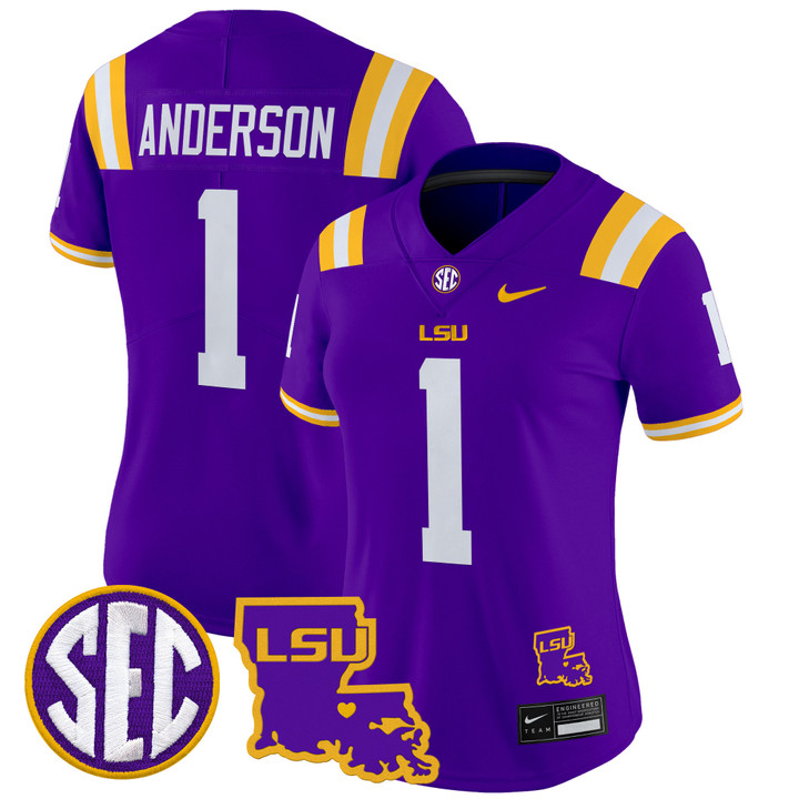 Women's LSU Tigers 2024 Louisiana Patch Vapor Limited Jersey - Purple Aaron Anderson