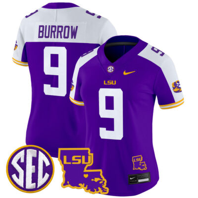 Women's LSU Tigers 2024 Louisiana Patch Vapor Limited Jersey - Purple Alternate Joe Burrow