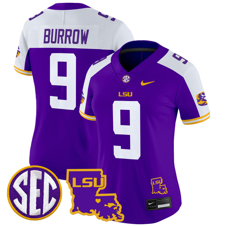 Women's LSU Tigers 2024 Louisiana Patch Vapor Limited Jersey - Purple Alternate Joe Burrow