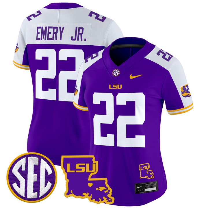 Women's LSU Tigers 2024 Louisiana Patch Vapor Limited Jersey - Purple Alternate John Emery Jr.