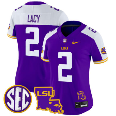Women's LSU Tigers 2024 Louisiana Patch Vapor Limited Jersey - Purple Alternate Kyren Lacy