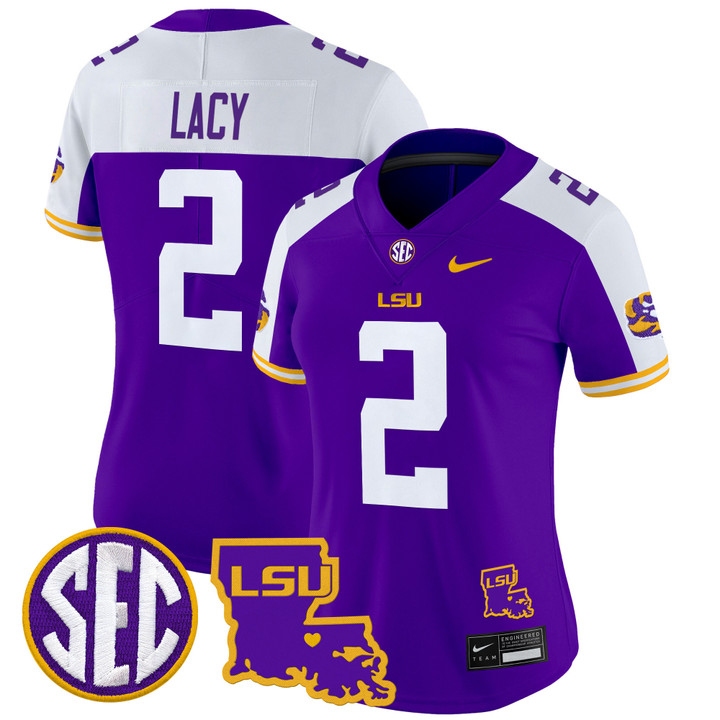Women's LSU Tigers 2024 Louisiana Patch Vapor Limited Jersey - Purple Alternate Kyren Lacy