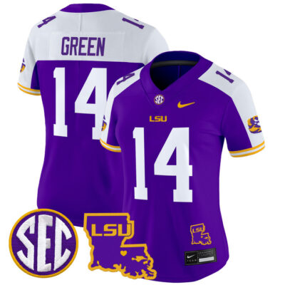 Women's LSU Tigers 2024 Louisiana Patch Vapor Limited Jersey - Purple Alternate Trey'Dez Green