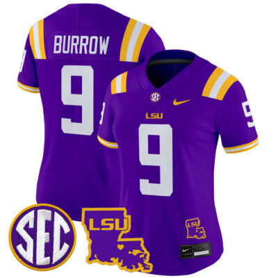 Women's LSU Tigers 2024 Louisiana Patch Vapor Limited Jersey - Purple Joe Burrow