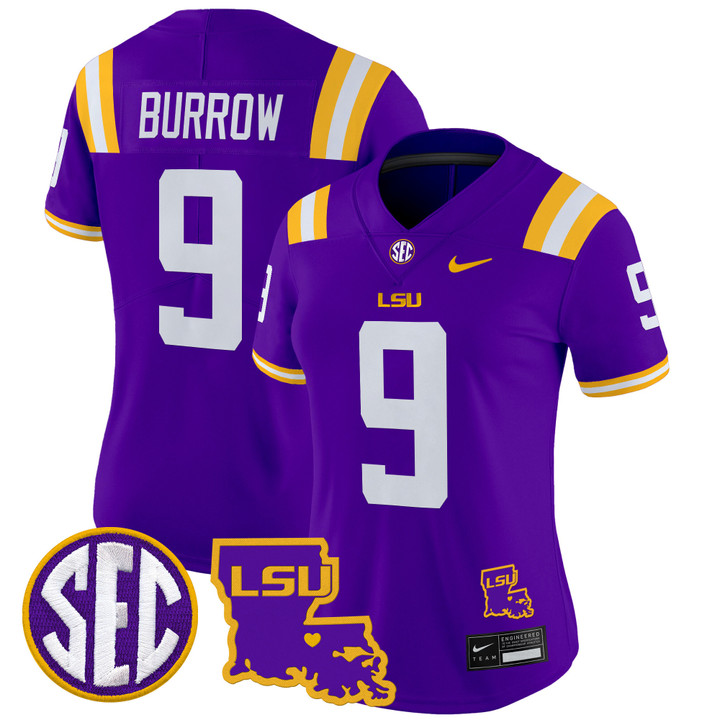 Women's LSU Tigers 2024 Louisiana Patch Vapor Limited Jersey - Purple Joe Burrow