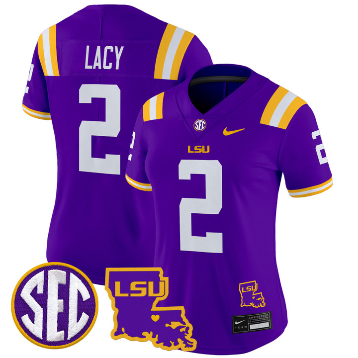 Women's LSU Tigers 2024 Louisiana Patch Vapor Limited Jersey - Purple Kyren Lacy