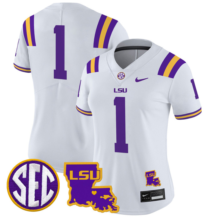 Women's LSU Tigers 2024 Louisiana Patch Vapor Limited Jersey - White #1 Team