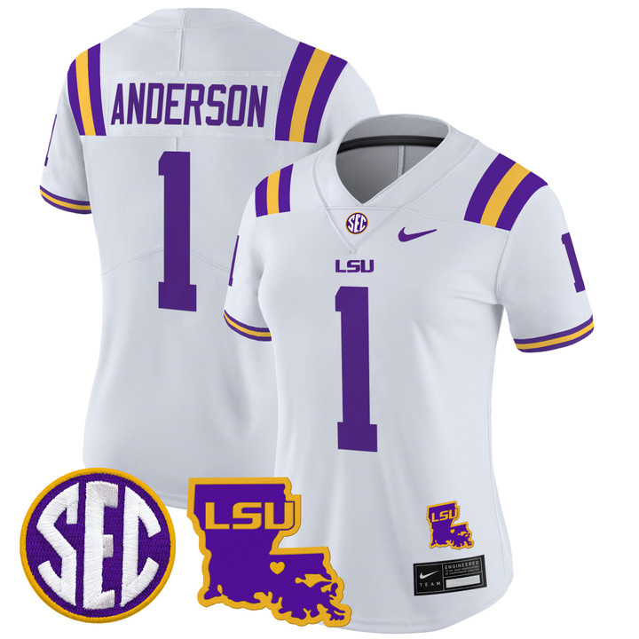 Women's LSU Tigers 2024 Louisiana Patch Vapor Limited Jersey - White Aaron Anderson