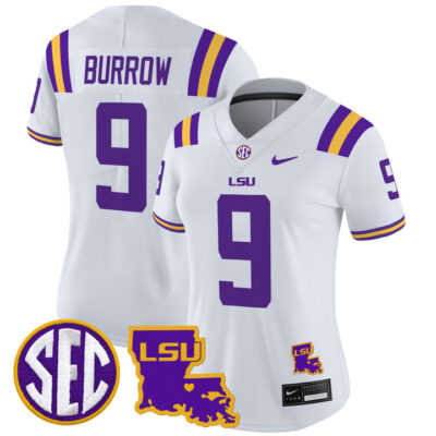 Women's LSU Tigers 2024 Louisiana Patch Vapor Limited Jersey - White Joe Burrow