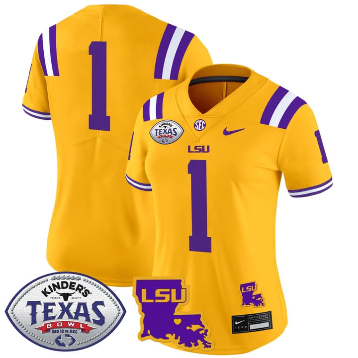 Women's LSU Tigers 2024 Texas Bowl Patch Vapor Limited Jersey - Gold #1 Team
