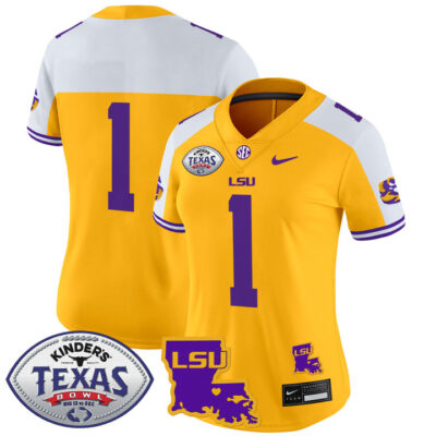 Women's LSU Tigers 2024 Texas Bowl Patch Vapor Limited Jersey - Gold Alternate #1 Team