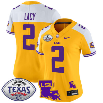 Women's LSU Tigers 2024 Texas Bowl Patch Vapor Limited Jersey - Gold Alternate Kyren Lacy