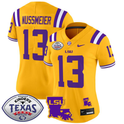 Women's LSU Tigers 2024 Texas Bowl Patch Vapor Limited Jersey - Gold Garrett Nussmeier