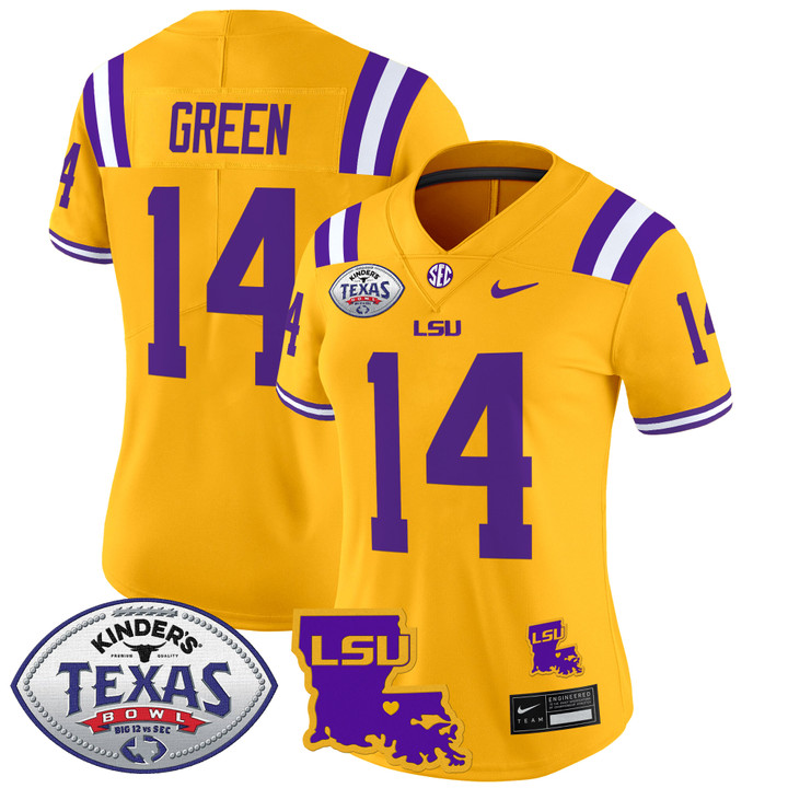 Women's LSU Tigers 2024 Texas Bowl Patch Vapor Limited Jersey - Gold Trey'Dez Green